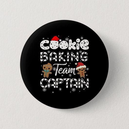Cookie Baking Team Kapitän Gingerbrett Weihnachten Button (Vorderseite)