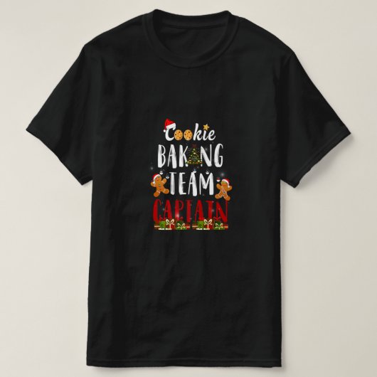 Cookie Baking Team Kapitän Gingerbrett Weihnachten T-Shirt (Design vorne)