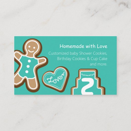 Cookie Baking Turquoise Visitenkarte (Rückseite)