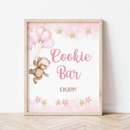 Cookie Bar Signieren Rosa Teddy Bären Party, Dusch Poster