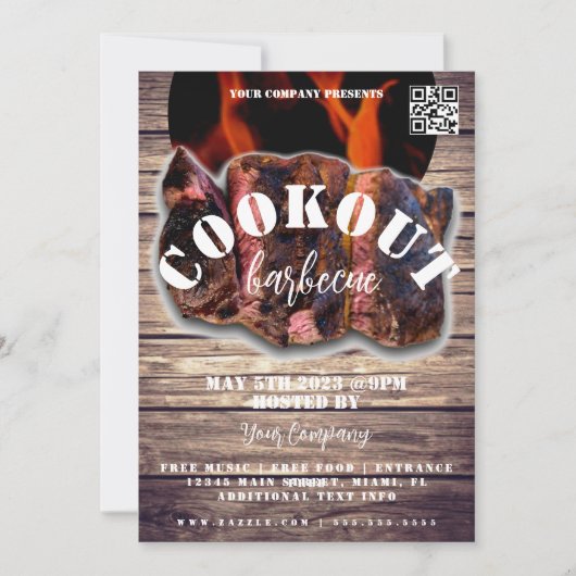 Cookie Barbecue Steak Event Company Party Flyer Einladung (Vorderseite)