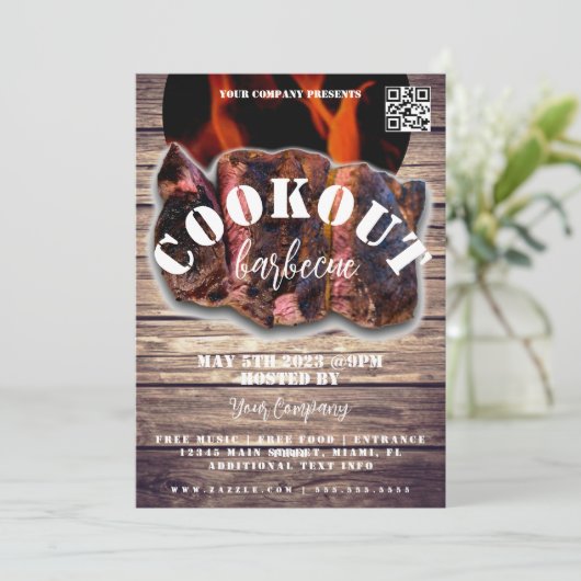 Cookie Barbecue Steak Event Company Party Flyer Einladung (Stehend Vorderseite)