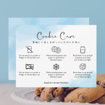 Cookie Care Instructions Blue Watercolor Cute