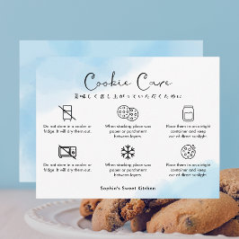 Cookie Care Instructions Blue Watercolor Cute Dankeskarte