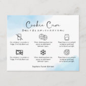 Cookie Care Instructions Blue Watercolor Cute Dankeskarte (Vorderseite)