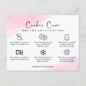 Cookie Care Instructions Pink Watercolor Cute Dankeskarte (Vorderseite)