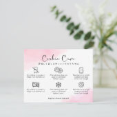 Cookie Care Instructions Pink Watercolor Cute Dankeskarte (Stehend Vorderseite)