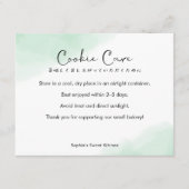 Cookie Care Instructions Simple Green Watercolor Dankeskarte (Vorderseite)