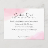 Cookie Care Instructions Simple Pink Watercolor Dankeskarte (Vorderseite)