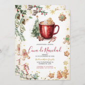 Cookie Cocoa Christmas Spanish Cena De Navidad Einladung (Vorne/Hinten)