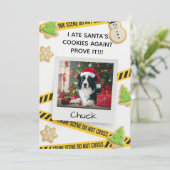 Cookie Crime Scene Funny Dog Christmas Card Dankeskarte (Stehend Vorderseite)