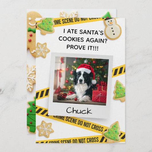 Cookie Crime Scene Funny Dog Christmas Card Dankeskarte (Vorne/Hinten)