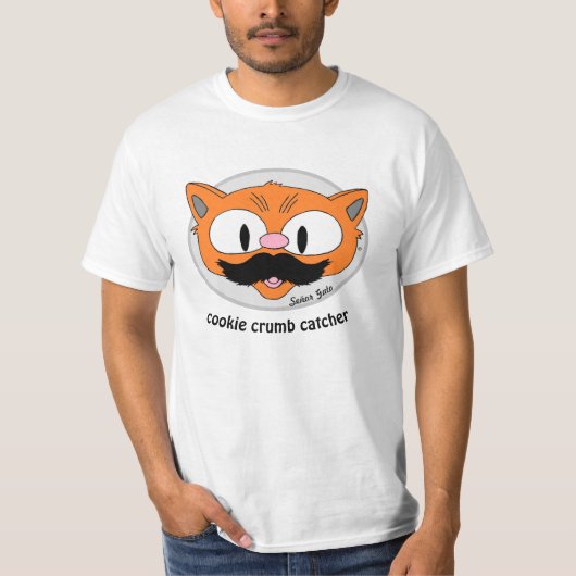 Cookie Crumb Catcher Mustache Spaß Cartoon Chat T-Shirt (Vorderseite)
