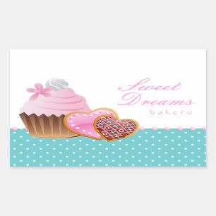 Cookie Cupcake Bäckerei Aufkleber Icing Dots Blue