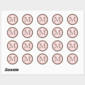 Cookie Cut Chocolate Pink Monogram Initial Sticker (Blatt)