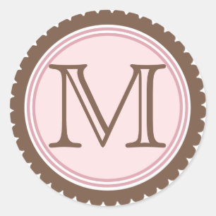 Cookie Cut Chocolate Pink Monogram Initial Sticker