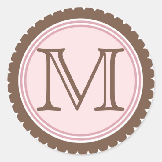 Cookie Cut Chocolate Pink Monogram Initial Sticker (Vorderseite)