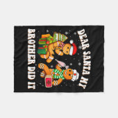 Cookie Dear Santa My Brother Did It Funny Christma Fleecedecke (Vorderseite (Horizontal))