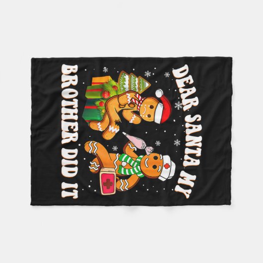 Cookie Dear Santa My Brother Did It Funny Christma Fleecedecke (Vorderseite (Horizontal))