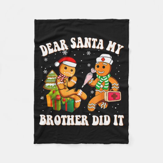 Cookie Dear Santa My Brother Did It Funny Christma Fleecedecke (Vorderseite)
