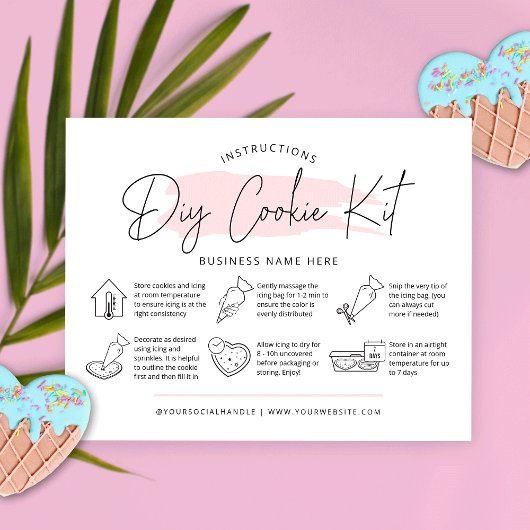 Cookie Decorating Kit Instructions Pink Watercolor Dankeskarte