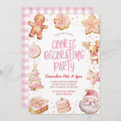 Cookie Decoration Rosa Weihnachtsfeier Einladung (Vorne/Hinten)