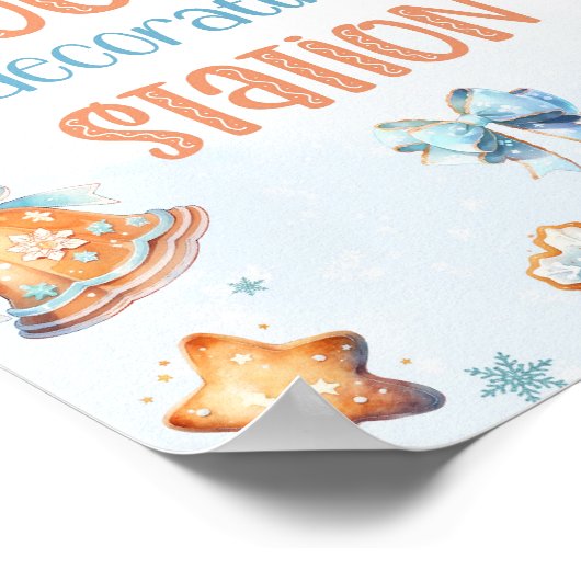 Cookie Dekorationsstation Blue Christmas Geburtsta Poster (Ecke)