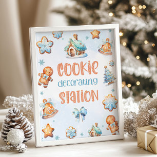 Cookie Dekorationsstation Blue Christmas Geburtsta Poster