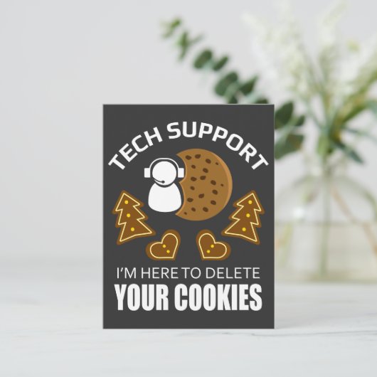 Cookie des technischen Supports Löschen Sie Comput Postkarte (Stehend Vorderseite)