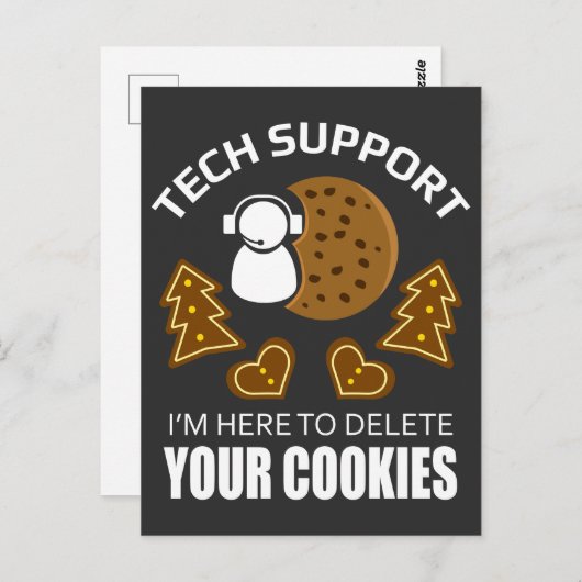 Cookie des technischen Supports Löschen Sie Comput Postkarte (Vorne/Hinten)