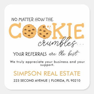 Cookie-Empfehlung Immobilienmakler Pop-By Gefallen Quadratischer Aufkleber