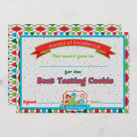 Cookie Exchange Best Degustation Cookie Award (Vorne/Hinten)