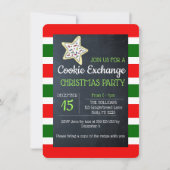 Cookie Exchange Chalkboard Rot und Grüner Streifen Einladung (Vorderseite)