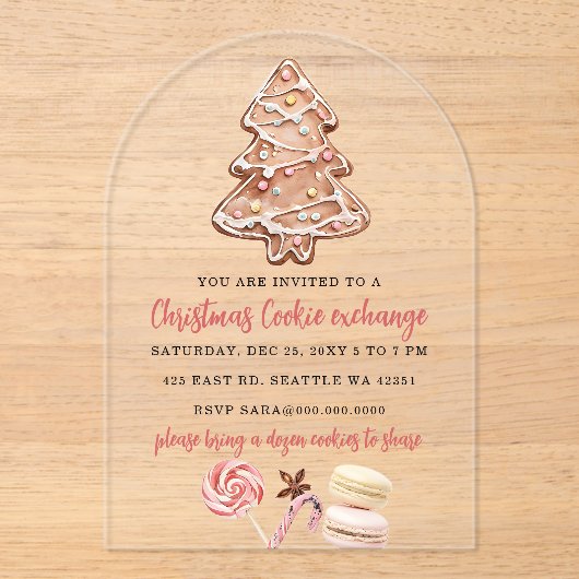 Cookie Exchange Christmas Party Acryleinladungen (Vorderseite)
