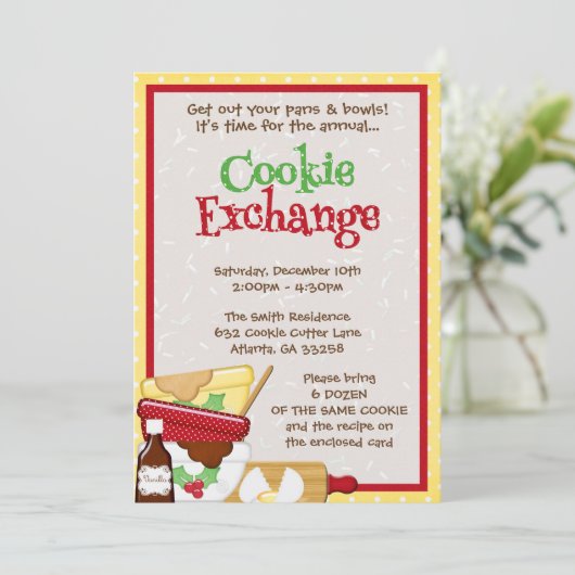 Cookie Exchange Einladung Feiertag einladen (Stehend Vorderseite)