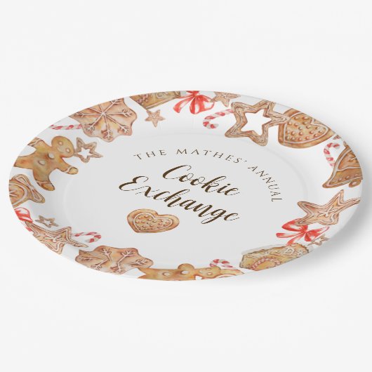 Cookie Exchange-Feier Pappteller (Schrägansicht)