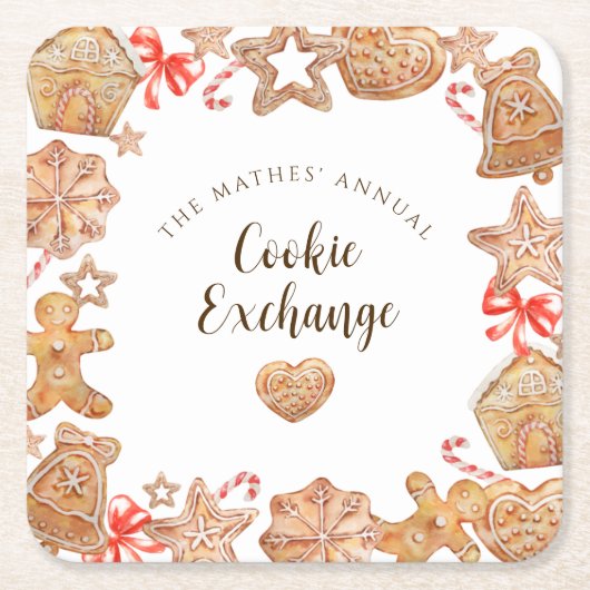 Cookie Exchange-Feier Rechteckiger Pappuntersetzer (Vorderseite)