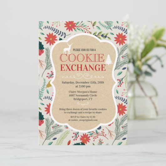 Cookie Exchange Feiertag Einladung (Stehend Vorderseite)