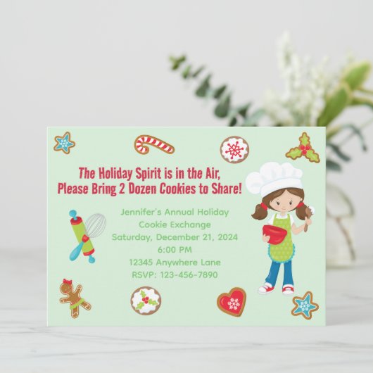 Cookie Exchange - Feiertagseinladung Einladung (Stehend Vorderseite)