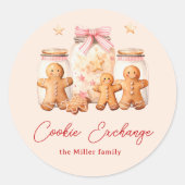 Cookie Exchange Gingerbread Man Blush Runder Aufkleber (Vorderseite)