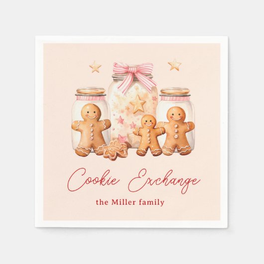 Cookie Exchange Gingerbread Man Blush Serviette (Vorderseite)