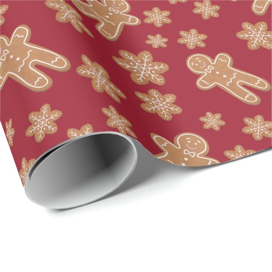 Cookie Exchange Holiday Party Gingerbread Burgund Geschenkpapier (Rolleneckpunkt)