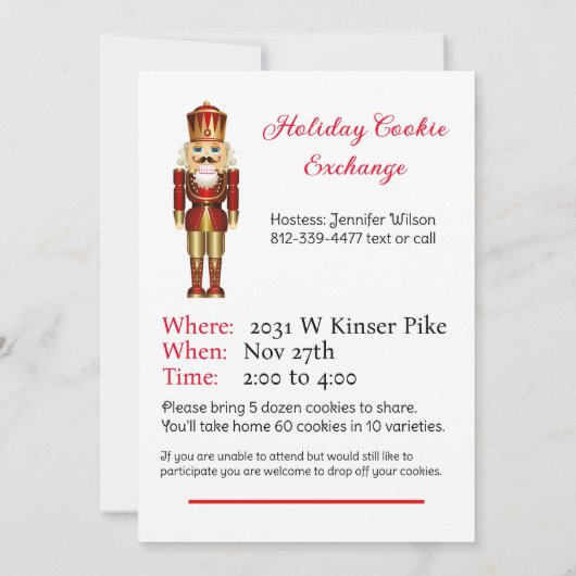 Cookie Exchange Nutcracker-Theme Benutzerdefiniert (Rückseite)