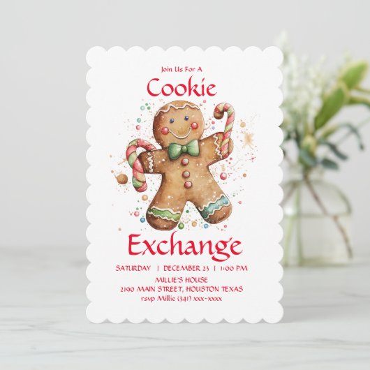 Cookie-Exchange-Party Einladung, die Sie anpassen Einladung (Stehend Vorderseite)