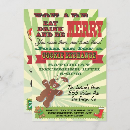 Cookie-Exchange-Party Einladungen (Vorne/Hinten)