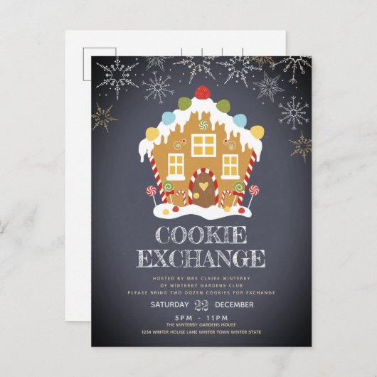 Cookie Exchange Party Urlaub Einladungspostkarte (Vorne/Hinten)