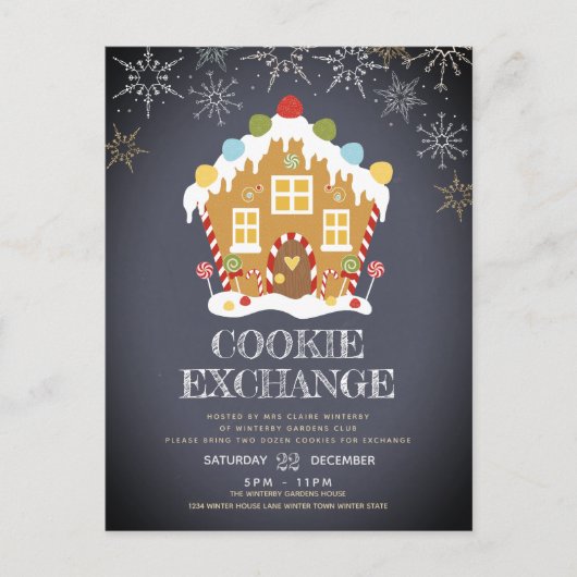 Cookie Exchange Party Urlaub Einladungspostkarte (Vorderseite)
