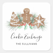 Cookie Exchange Quadratischer Aufkleber (Vorderseite)
