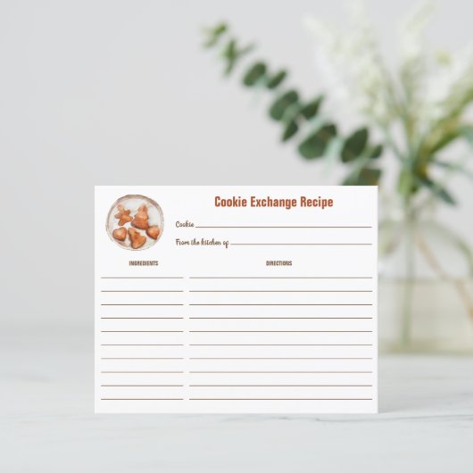 Cookie Exchange Rustikale Rezept-Karte (Stehend Vorderseite)