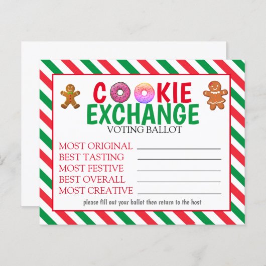 Cookie Exchange Stimmzettel Cookie Wahlkarten (Vorne/Hinten)